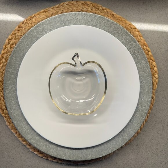vintage Other - Clear Glass Apple Trinket Dish – Small Decorative Bowl - Vintage